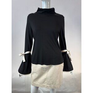 TOV Los Angeles Black Bell Sleeve Top With Bow Details